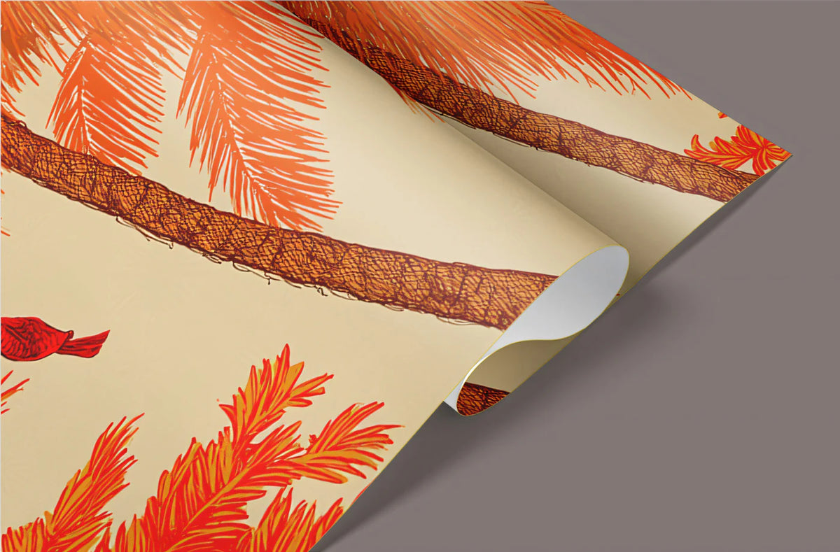 Sun-Drenched Tropical Palm Mural Wallpaper in Terracotta Mural Wallpaper - room preview 03