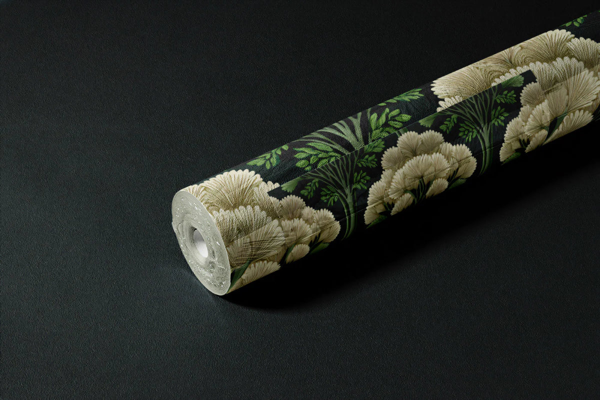 Art Deco Forest Mural Wallpaper — Stylized Botanical Fan Motif Mural Wallpaper - room preview 03
