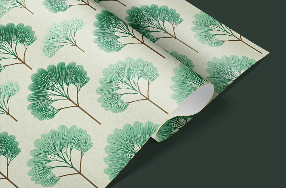 Stylized Forest Grid Mural Wallpaper — Minimalist Nature Print Mural Wallpaper - room preview 03