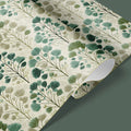 Stylized Botanical Mural Wallpaper — Green and Beige Leaf Pattern Mural Wallpaper - room preview 03
