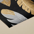 Metallic Feather Mural Wallpaper — Gold and Silver on Black Mural Wallpaper - room preview 03