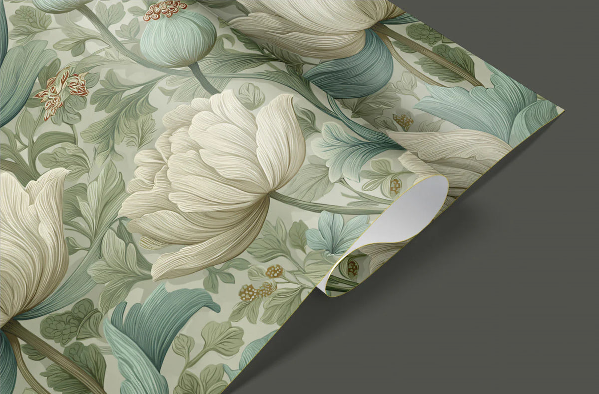 Vintage Floral Mural Wallpaper — Botanical Garden Pattern Mural Wallpaper - room preview 03