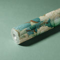 Botanical Lotus Line Art Mural Wallpaper — Soft Teal and Cream Mural Wallpaper - room preview 03