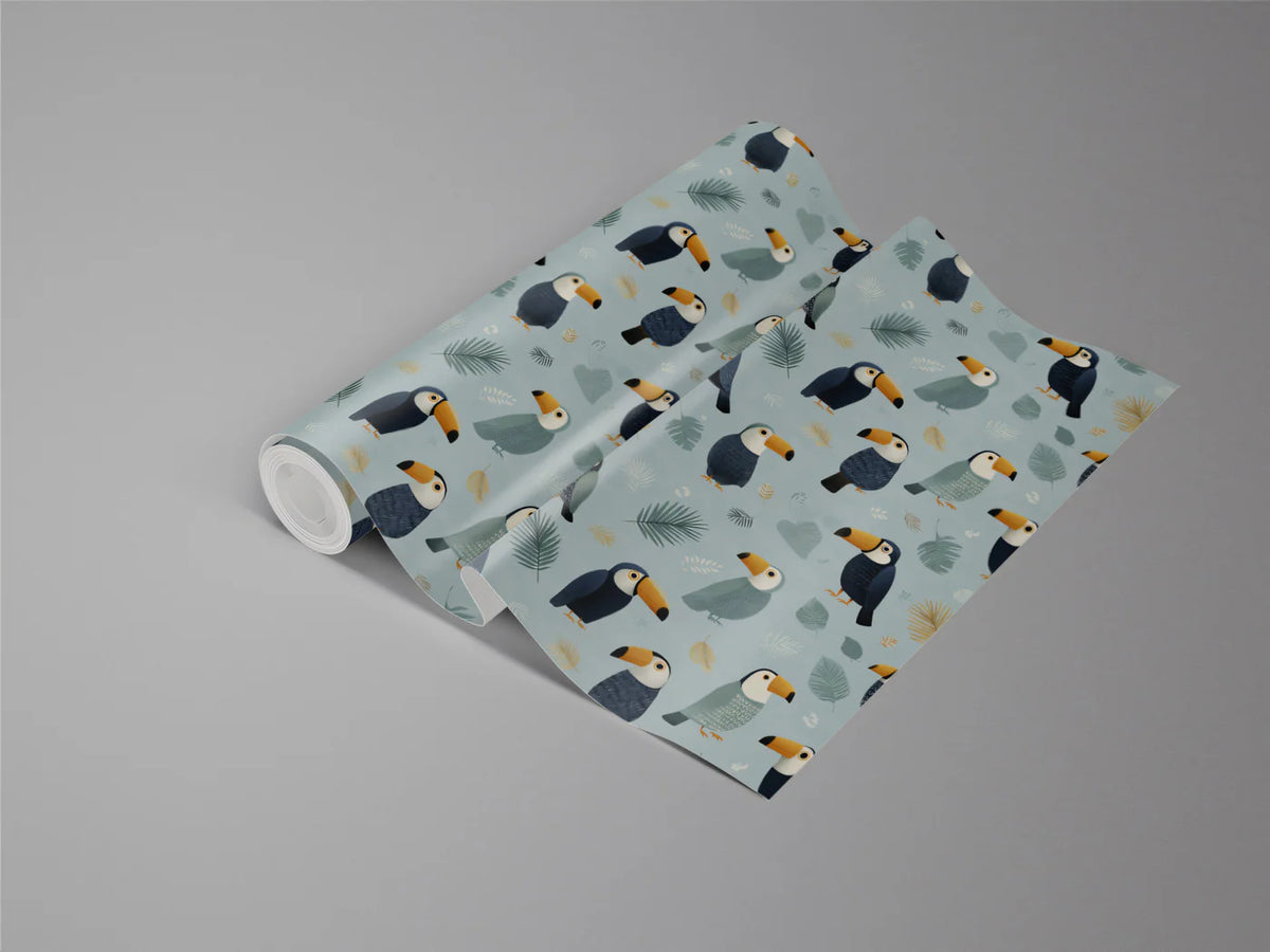Tropical Toucan Mural Wallpaper —Whimsical Avian Pattern Mural Wallpaper - room preview 03