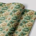 Vintage Botanical Floral Mural Wallpaper —Sage and Ochre Mural Wallpaper - room preview 03