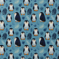 Charming Penguin Parade Mural Wallpaper in Soft Blue Mural Wallpaper - room preview 03
