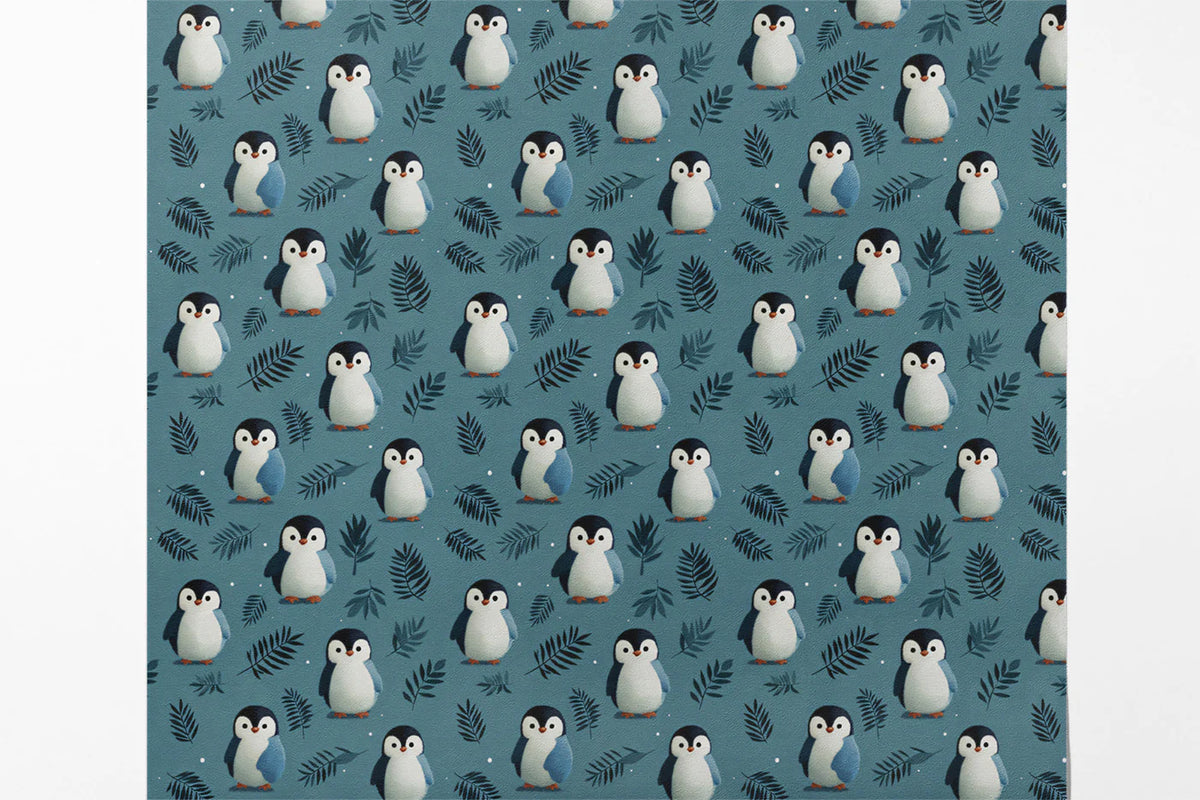 Baby Penguin Mural Wallpaper — Whimsical Nordic Pattern Mural Wallpaper - room preview 03