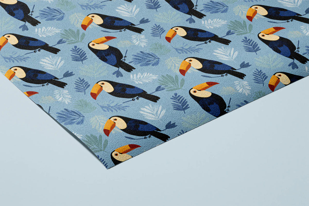 Tropical Toucan Garden Mural Wallpaper —Playful Blue Bird Pattern Mural Wallpaper - room preview 03