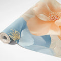 Blossom Bloom Mural Wallpaper — Soft Peach and Sky Blue Floral Mural Wallpaper - room preview 03
