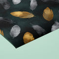 Floating Feather Mural Wallpaper in Gold and Charcoal Mural Wallpaper - room preview 03