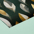 Gilded Feather Pattern Mural Wallpaper in Deep Forest Green Mural Wallpaper - room preview 03