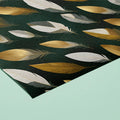 Gilded Feather Pattern Mural Wallpaper — Deep Green Botanical Mural Wallpaper - room preview 03