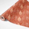 Stylized Bird Mural Wallpaper — Terracotta Botanical Pattern Mural Wallpaper - room preview 03