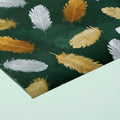Floating Feather Mural Wallpaper in Forest Green and Gold Mural Wallpaper - room preview 03