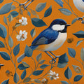 Blue Songbird Mural Wallpaper — Vintage Mustard Floral Print Mural Wallpaper - room preview 03