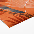 Birds and Botanical Leaf Mural Wallpaper — Vibrant Terracotta Print Mural Wallpaper - room preview 03