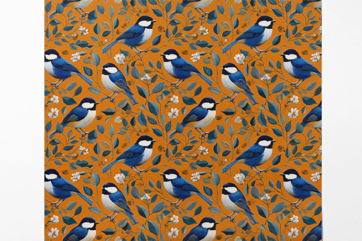 Vintage Blue Bird Mural Wallpaper — Traditional Floral Pattern Mural Wallpaper - room preview 03