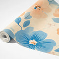 Peach and Blue Floral Mural Wallpaper — Soft Painterly Bloom Mural Wallpaper - room preview 03