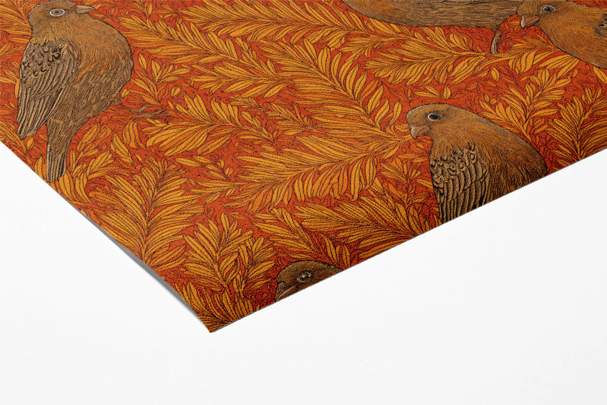 Vintage Botanical Bird Mural Wallpaper —Warm Autumnal Print Mural Wallpaper - room preview 03