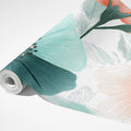 Teal and Peach Floral Mural Wallpaper — Painterly Botanical Design Mural Wallpaper - room preview 03