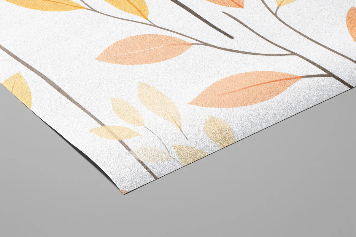 Minimalist Botanical Branch Mural Wallpaper in Soft Peach and Ochre Mural Wallpaper - room preview 03