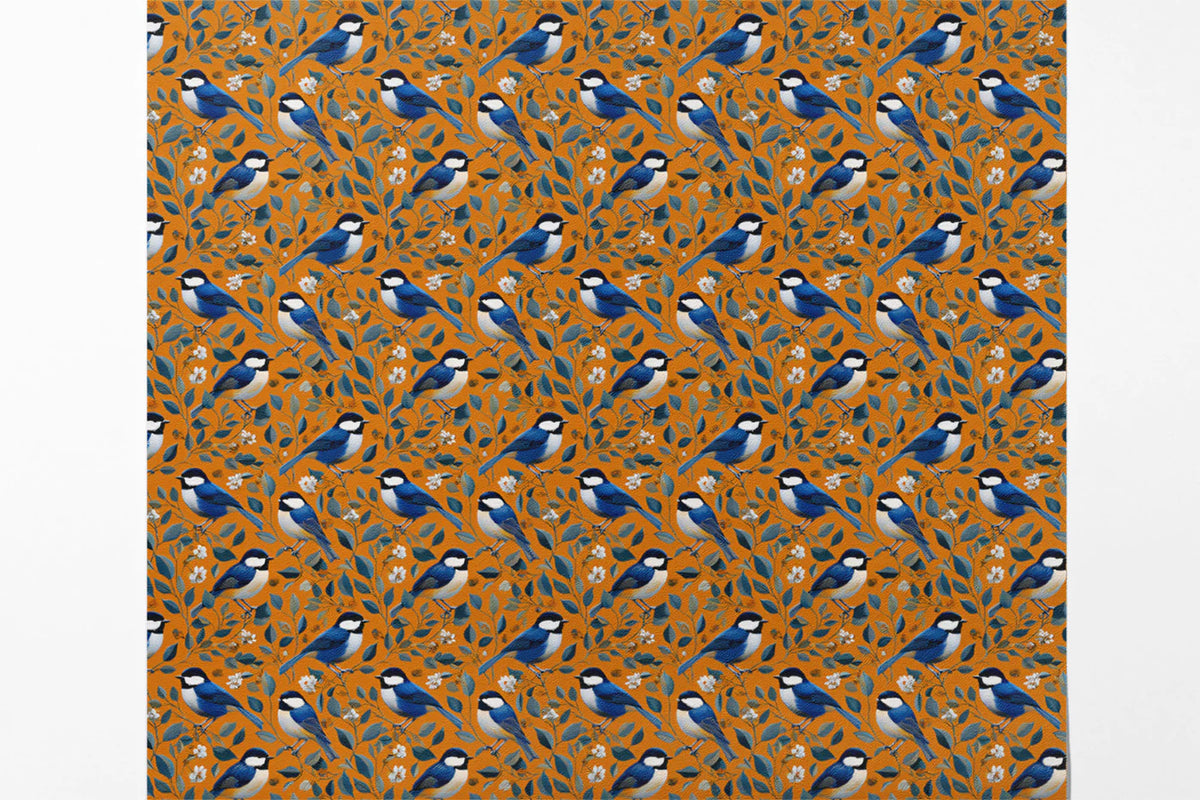 Vintage Blue Bird Mural Wallpaper —Traditional Botanical Pattern Mural Wallpaper - room preview 03