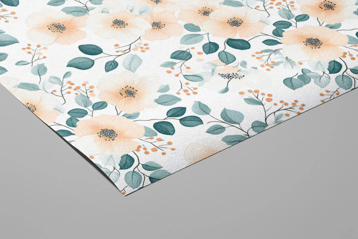 Soft Watercolor Floral Mural Wallpaper — Gentle Botanical Print Mural Wallpaper - room preview 03