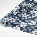 Indigo Floral Mural Wallpaper — Traditional Botanical Print Mural Wallpaper - room preview 03