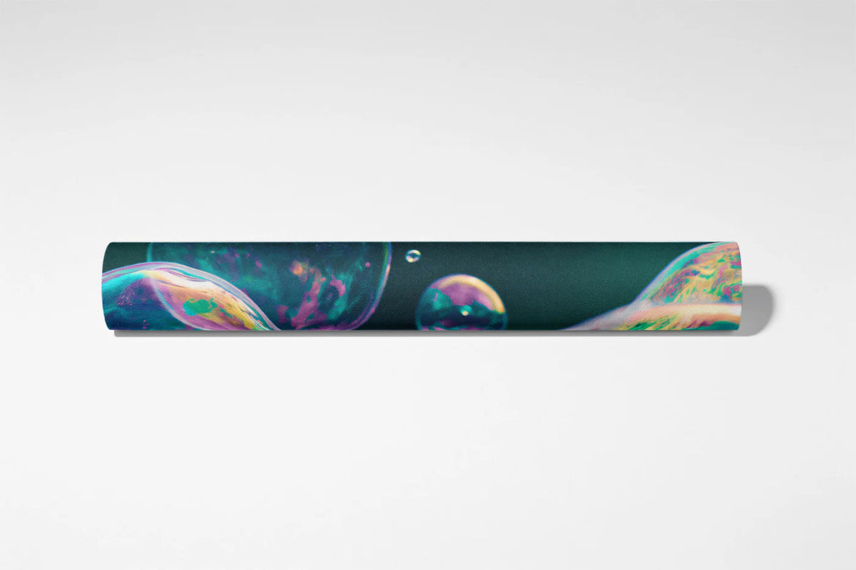 Iridescent Bubble Mural Wallpaper — Deep Teal Circular Pattern Mural Wallpaper - room preview 03