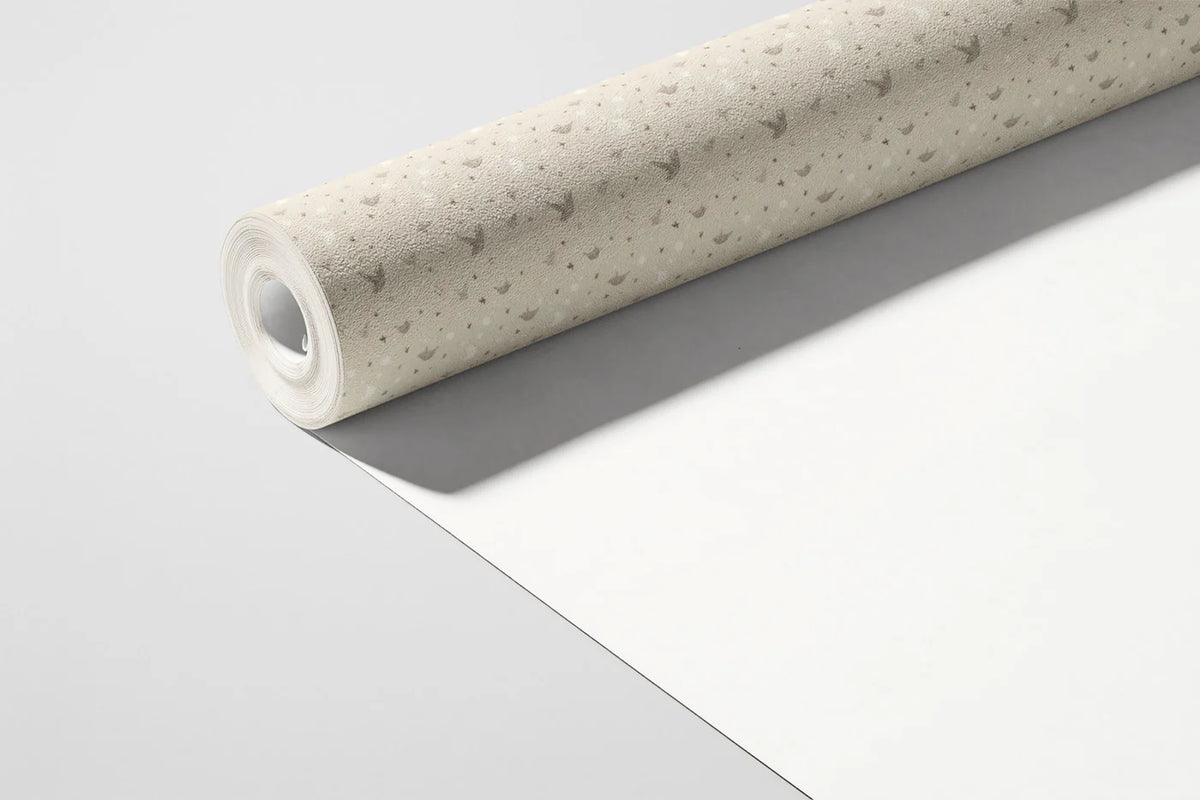 Celestial Bird and Moon Mural Wallpaper — Minimalist Cream Mural Wallpaper - room preview 03