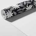 Monochrome Wildflower Mural Wallpaper — Botanical Line Art Mural Wallpaper - room preview 03