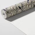 Folkloric Bird and Branch Mural Wallpaper — Dark Academia Style Mural Wallpaper - room preview 03