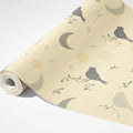 Birds and Moons Mural Wallpaper — Soft Yellow Graphic Design Mural Wallpaper - room preview 03