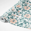 Vintage Peony Garden Mural Wallpaper — Soft Peach and Dusty Teal Mural Wallpaper - room preview 03