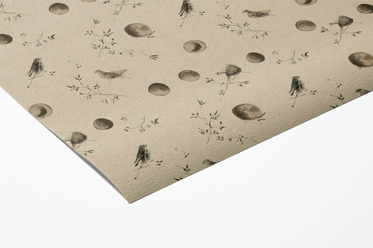 Celestial Bird and Moon Mural Wallpaper —Vintage Sepia Tones Mural Wallpaper - room preview 03