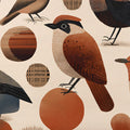 Modern Folk Bird Mural Wallpaper — Abstract Earthy Pattern Mural Wallpaper - room preview 03