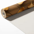 Sculptural Ginkgo Leaf Mural Wallpaper — Warm Gold and Tan Mural Wallpaper - room preview 03