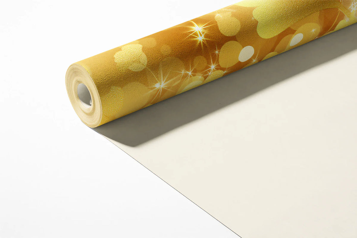 Gilded Ginkgo Leaf Mural Wallpaper — Luminous Gold Botanical Mural Wallpaper - room preview 03