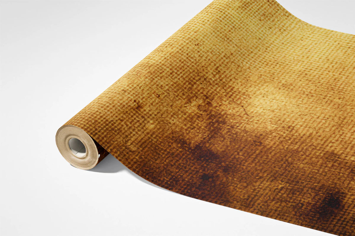Aged Canvas Mural Wallpaper — Distressed Ochre and Umber Texture Mural Wallpaper - room preview 03