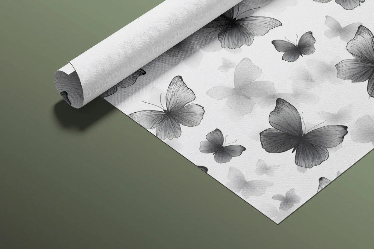 Monochrome Butterfly Flight Mural Wallpaper — Modern Minimalist Mural Wallpaper - room preview 03