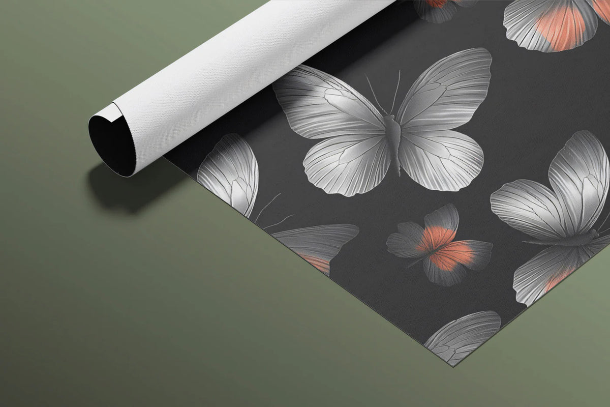 Monochrome Butterfly Mural Wallpaper — Dramatic Graphic Design Mural Wallpaper - room preview 03