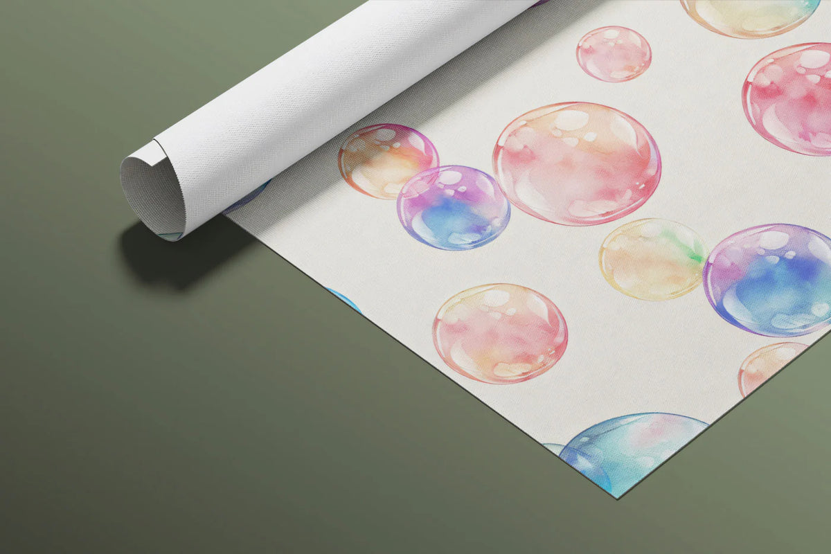 Watercolor Bubbles Mural Wallpaper — Soft Pastel Art Mural Wallpaper - room preview 03