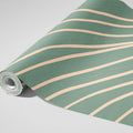 Wavy Line Mural Wallpaper in Sage Green and Soft Cream Mural Wallpaper - room preview 03