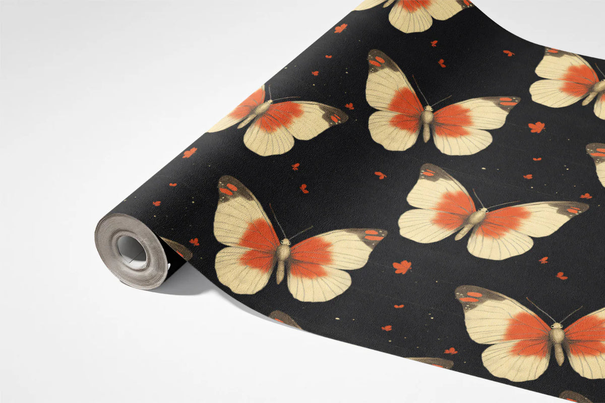 Monarch Butterfly Mural Wallpaper — Dramatic Midnight Pattern Mural Wallpaper - room preview 03