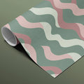 Retro Wavy Stripe Mural Wallpaper — Mid-Century Geometric Pattern Mural Wallpaper - room preview 03