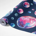 Watercolor Bubble Pattern Mural Wallpaper — Whimsical Navy Design Mural Wallpaper - room preview 03