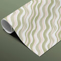 Diagonal Wavy Line Mural Wallpaper — Soft Sage and Blush Mural Wallpaper - room preview 03