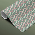 Wavy Vertical Stripe Mural Wallpaper — Soft Sage and Blush Mural Wallpaper - room preview 03
