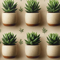 Potted Succulent Row Mural Wallpaper — Minimalist Organic Mural Wallpaper - room preview 03
