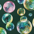 Watercolor Bubble Cluster Mural Wallpaper in Deep Forest Green Mural Wallpaper - room preview 03